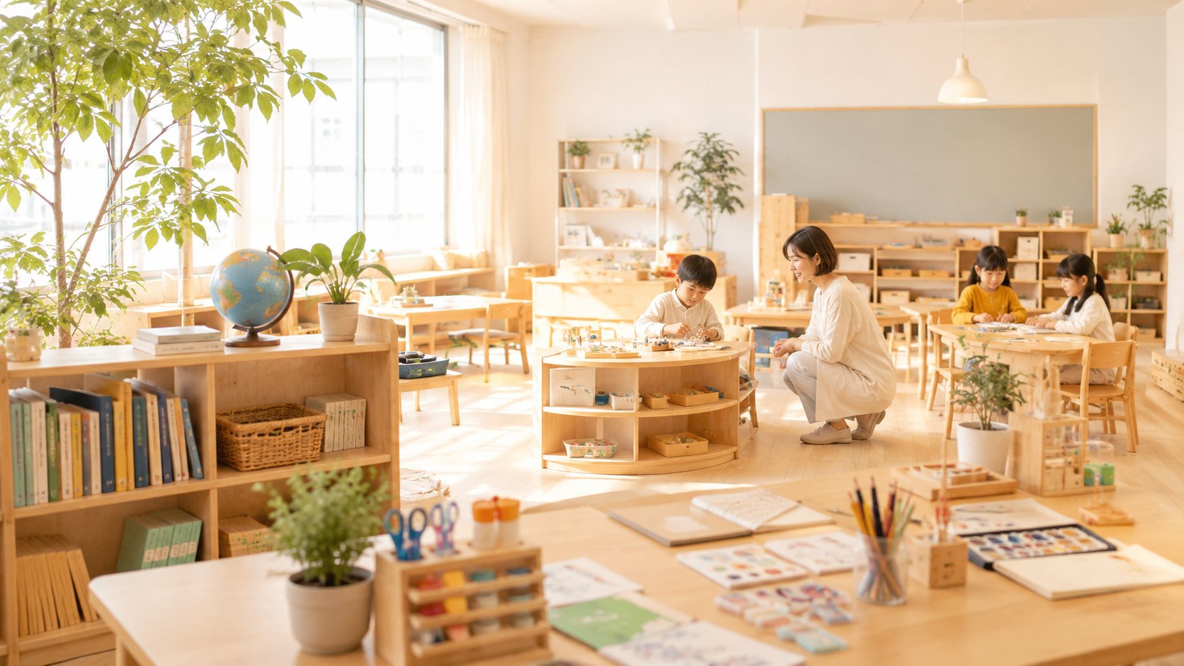 集中して学べる明るい教室