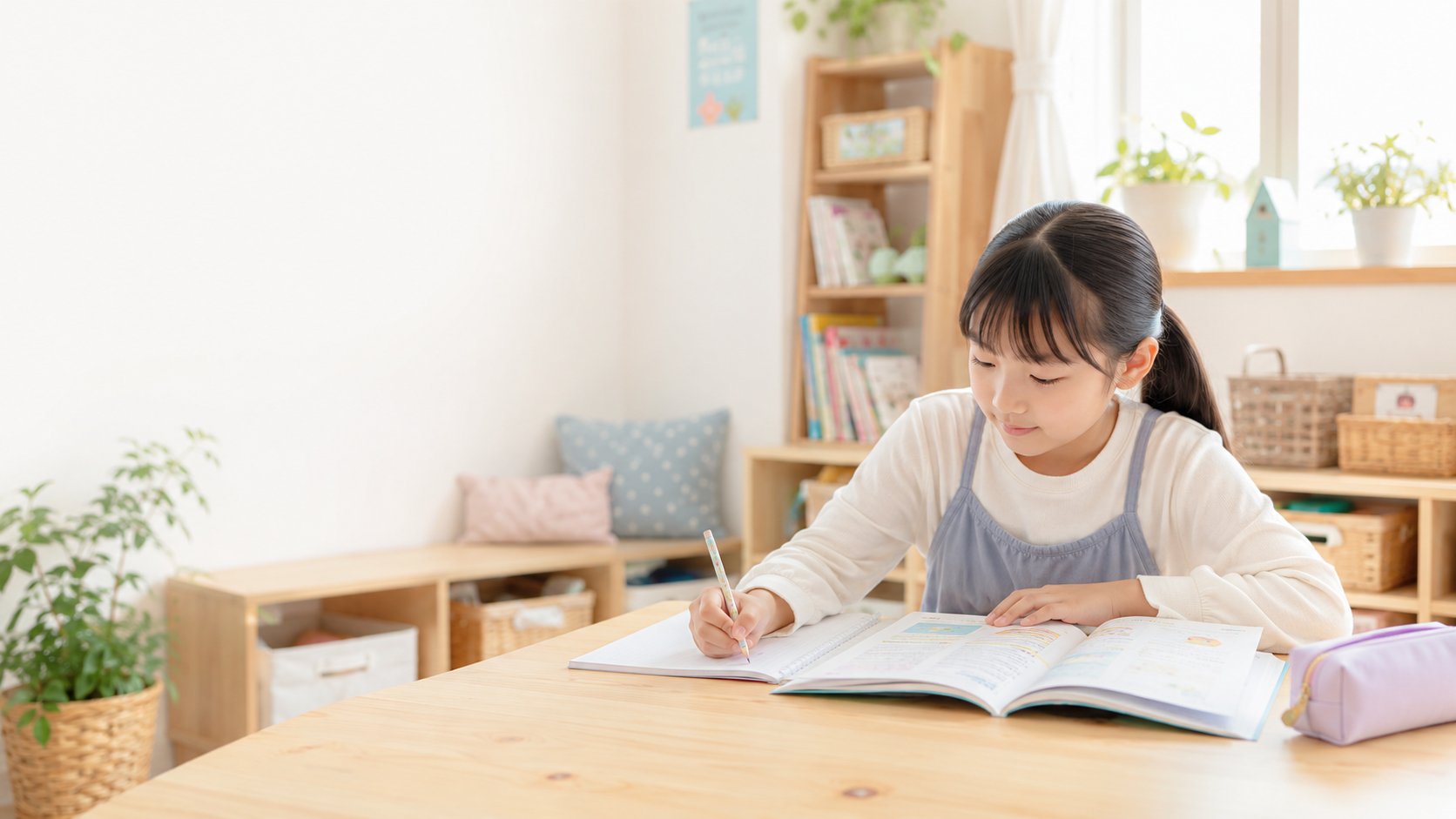 落ち着いた教室で国語の文章を読み解く小学5・6年生